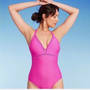 Kona Sol Pink Boho Vibes One Piece Swimsuit Size Medium